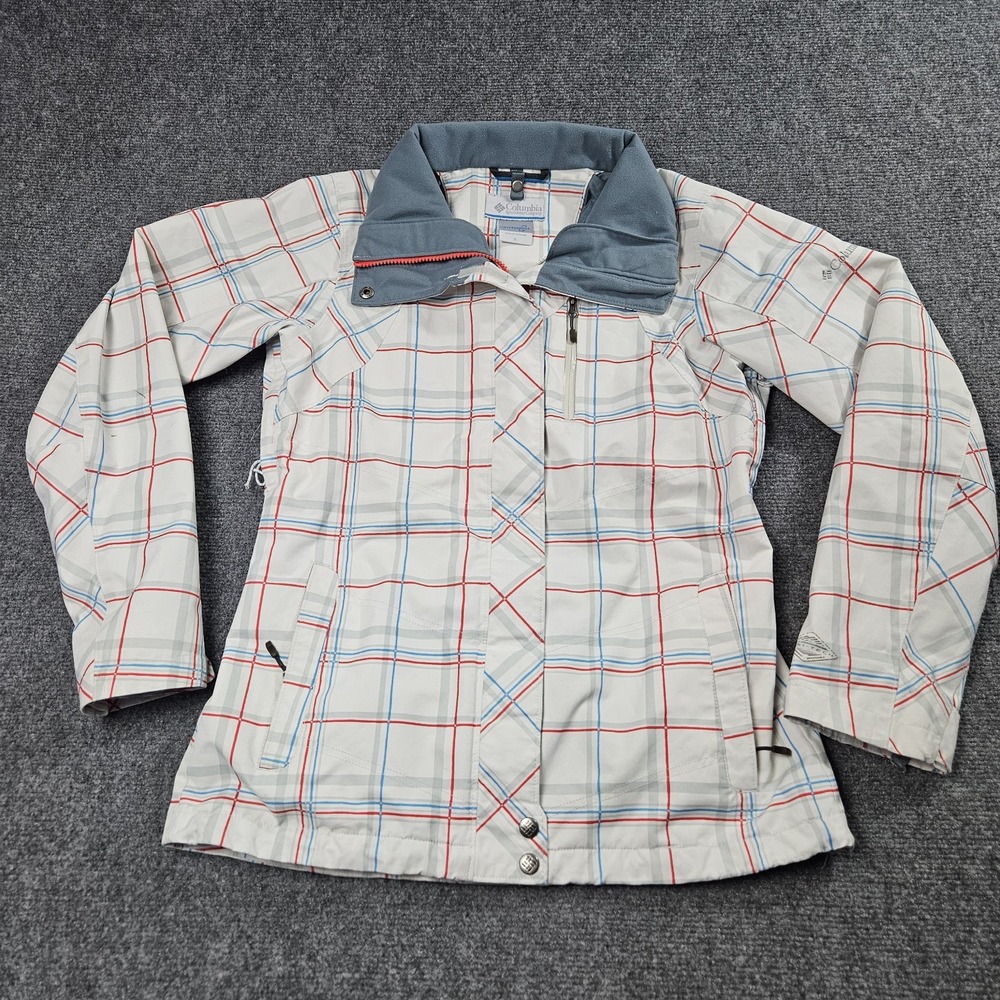 Columbia Ski Jacket Womens S White Red Blue Plaid Outer Shell Interchange Winter